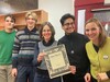 v.l.n.r.: Konstantin Becker, Theo Zerche, Prof. Dr. Gesa zur Nieden, José Gálvez und Dr. Franziska Kollinger von der Universität Greifswald in der Landesbibliothek; Foto: M. Roner